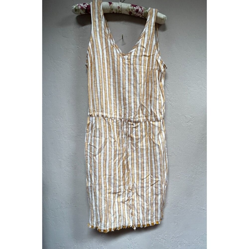 Anthropologie Drew Women's Striped Shift Dress Medium Drawstring Waist Yellow - Picture 1 of 9